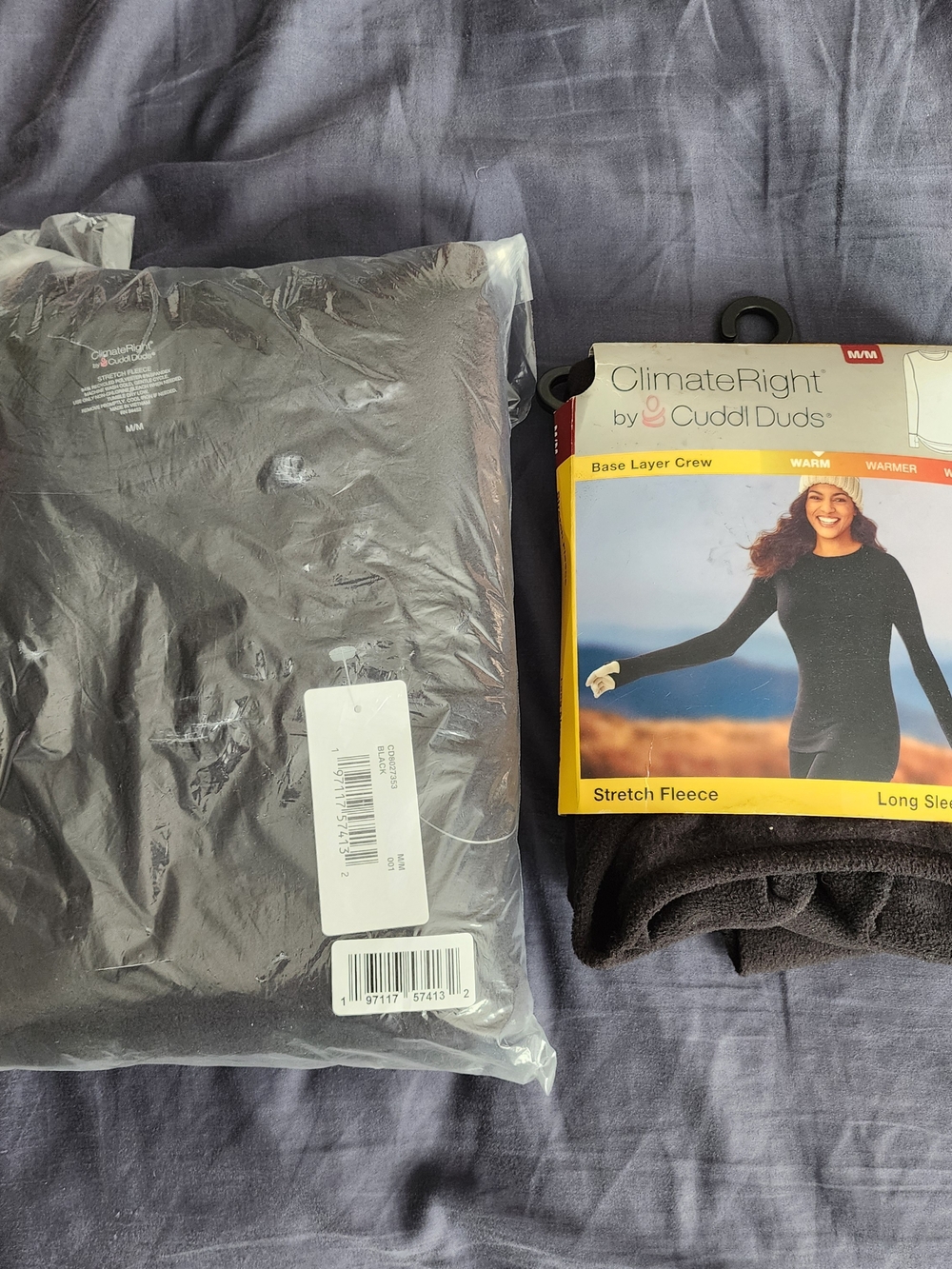 ClimateRight by Cuddl Duds Black Stretch Fleece Base Layers